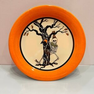 Pottery Barn Kids Halloween Plates Set of 4 Orange Melamine Witch Skeleton Owl